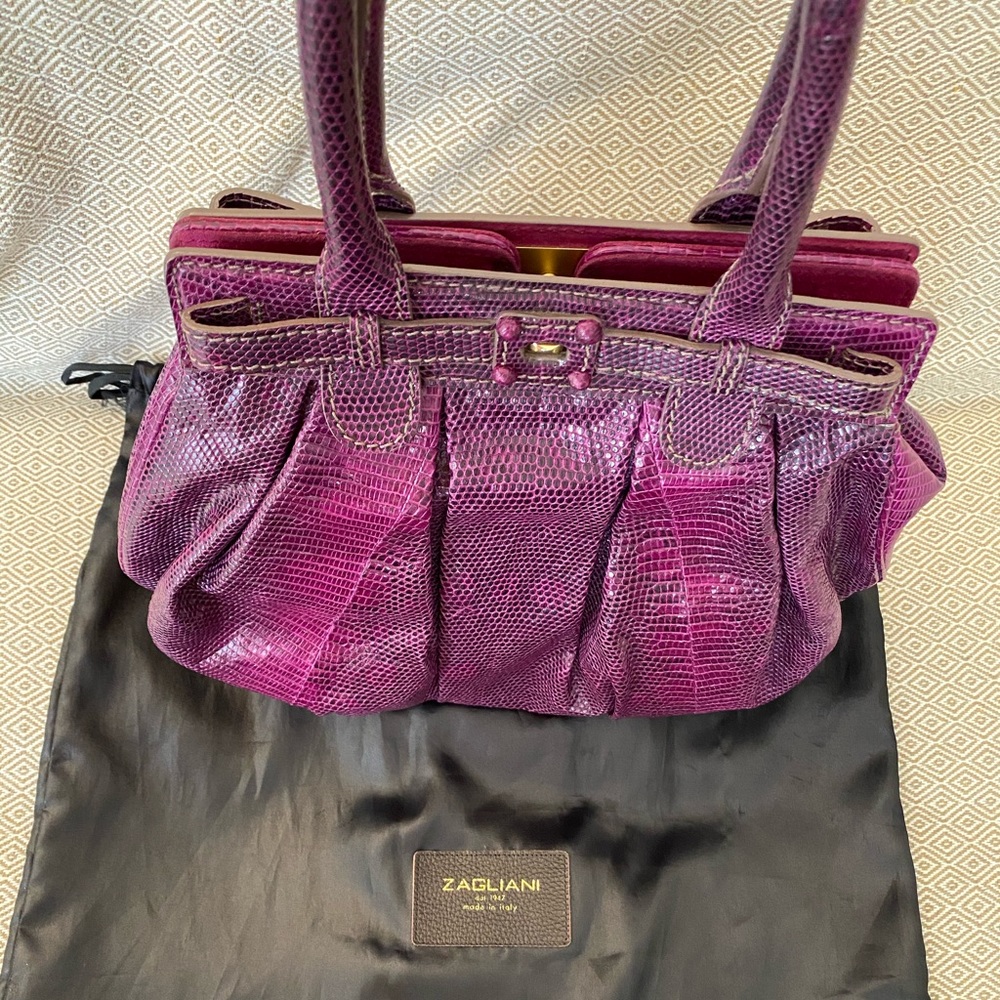 Zagliani Purple Puffy Python Large Bag Original
